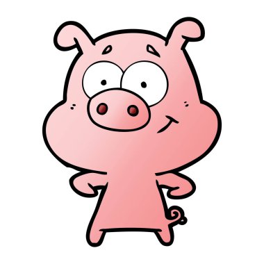mutlu karikatür domuz vektör çizim