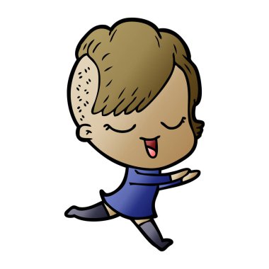 mutlu çizgi film kız vektör çizim