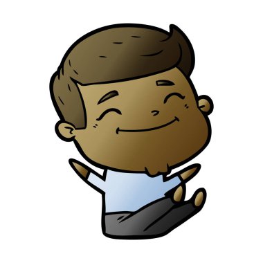 mutlu çizgi film adam vektör çizim