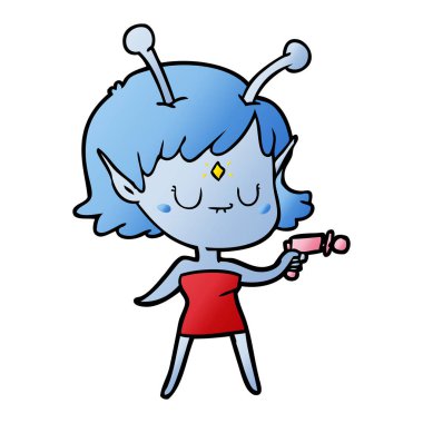 ışın silahı ile yabancı kız çizgi film