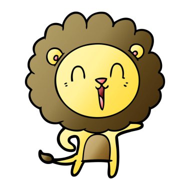 Aslan karikatür gülen vektör çizim
