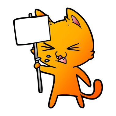 vektör çizim karikatür kedi protesto