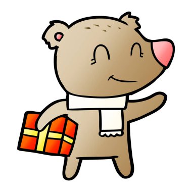 xmas hediye ve eşarp ile dost ayı