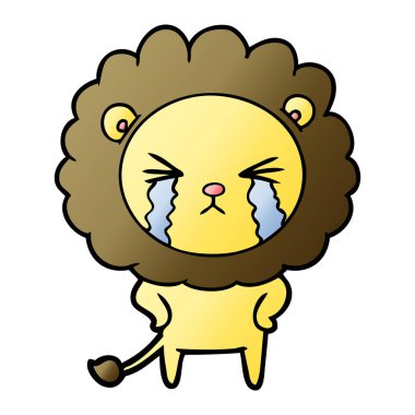vektör çizim aslan ağlıyor çizgi film