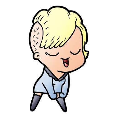 mutlu çizgi film kız vektör çizim