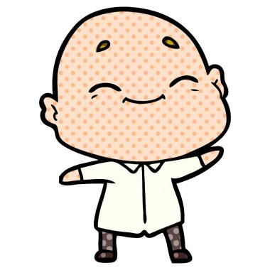 mutlu karikatür kel adam