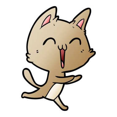 vektör çizim karikatür mutlu kedi