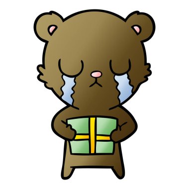 ağlayan karikatür ayı ile hediye