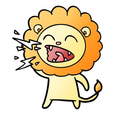 vektör çizim karikatür kükreyen aslan