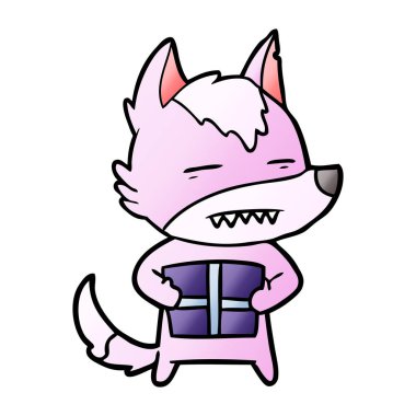 çizgi film kurt bir hediye ile