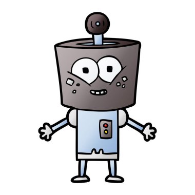 mutlu karikatür robot vektör çizim