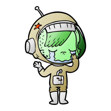 vektör çizim karikatür ağlayan astronot