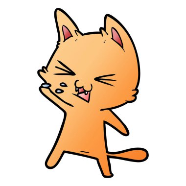 vektör çizim karikatür kedi tıslama