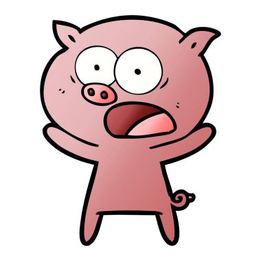 vektör çizim karikatür domuz bağırarak