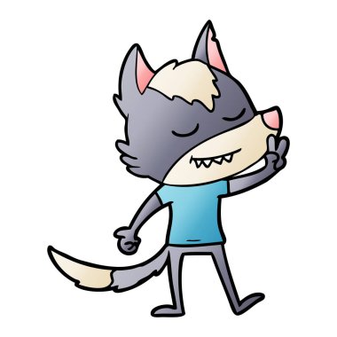 barış işareti yapmak kolay karikatür kurt