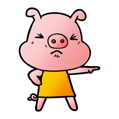 vektör çizim karikatür kızgın domuz