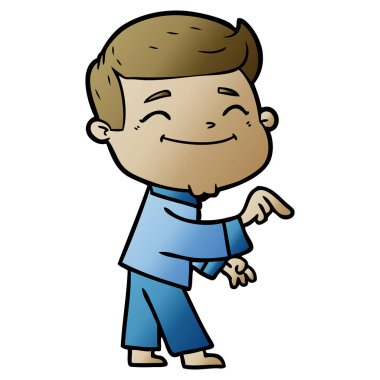 mutlu çizgi film adam vektör çizim