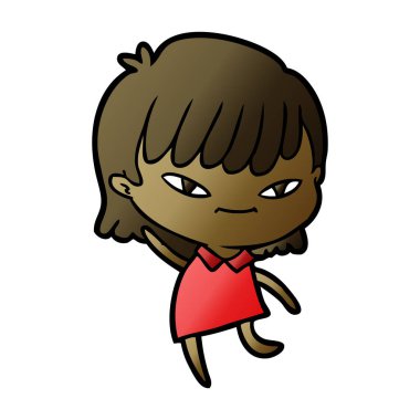 Çizgi filmdeki kadının vektör çizimi