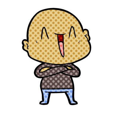 mutlu karikatür kel adam