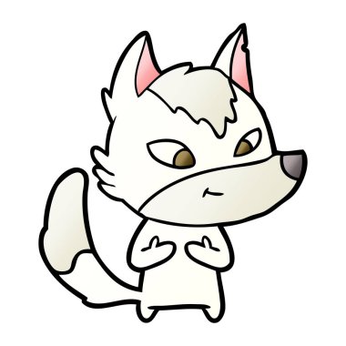 vektör çizim dostu karikatür kurt