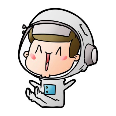 mutlu karikatür astronot vektör çizim