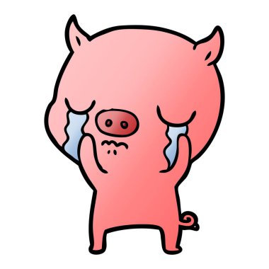 vektör çizim karikatür domuz ağlama