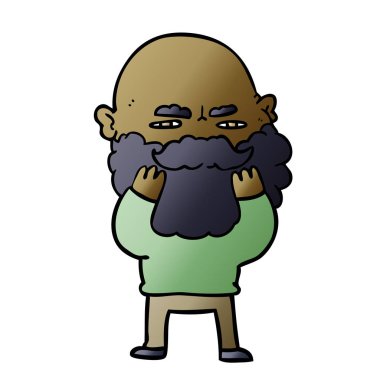 Sakalını kontrol sakal çatık ile çizgi film adam