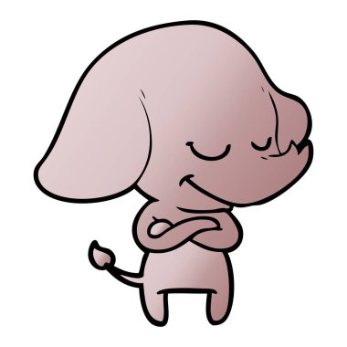 vektör çizim karikatür fil gülümseyen