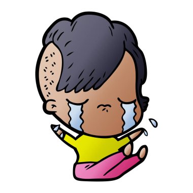 Ağlayan kızın vektör çizimi