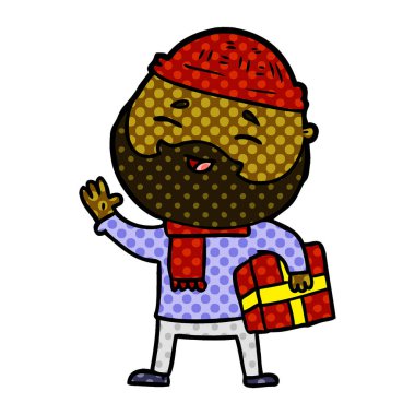 Çizgi film mutlu sakallı adam