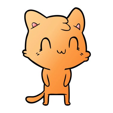 vektör çizim karikatür mutlu kedi