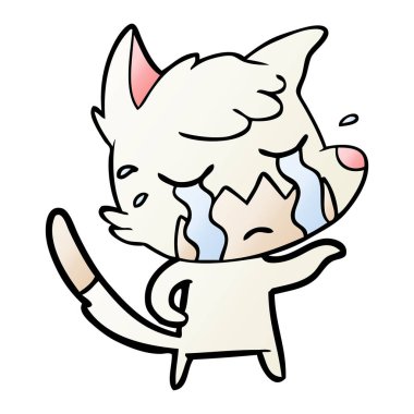 Tilki çizgi film ağlama vektör çizim