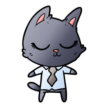 Sakin karikatür kedi vektör çizim