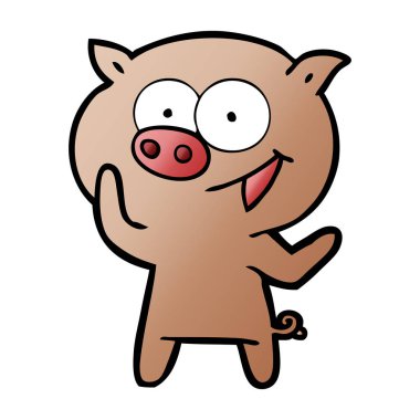 neşeli domuz karikatür vektör çizim