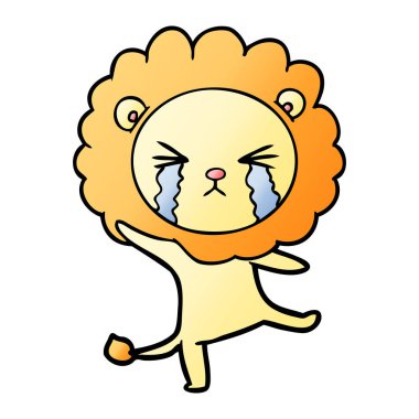 vektör çizim aslan ağlıyor çizgi film