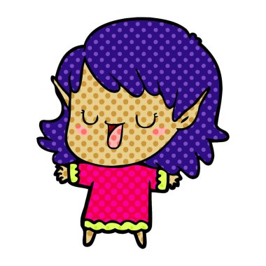 vektör çizim karikatür elf kızı