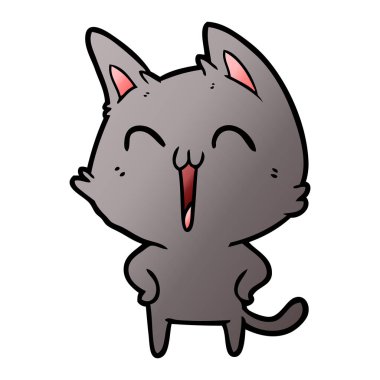 vektör çizim karikatür mutlu kedi