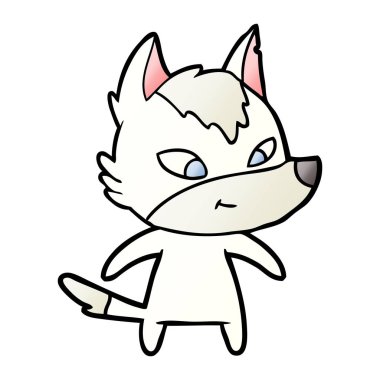 vektör çizim dostu karikatür kurt