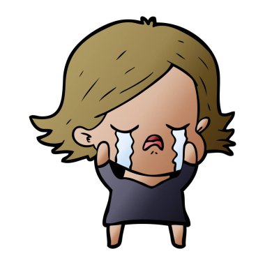 vektör çizim karikatür kız ağlıyor