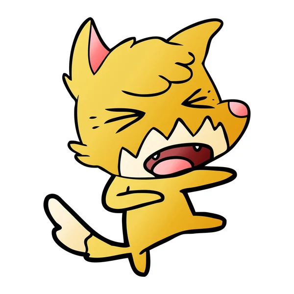 愤怒的卡通狐狸攻击 — 图库矢量图片