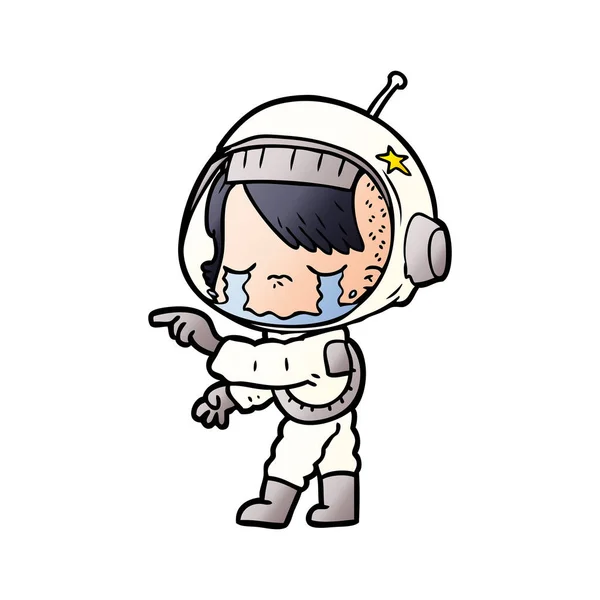Vektorillustration Tecknad Gråtande Astronaut — Stock vektor