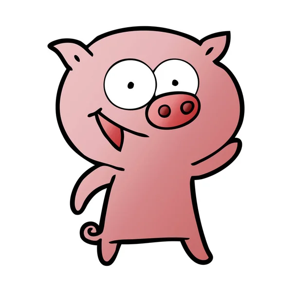 Illustration Vectorielle Dessin Animé Cochon Joyeux — Image vectorielle