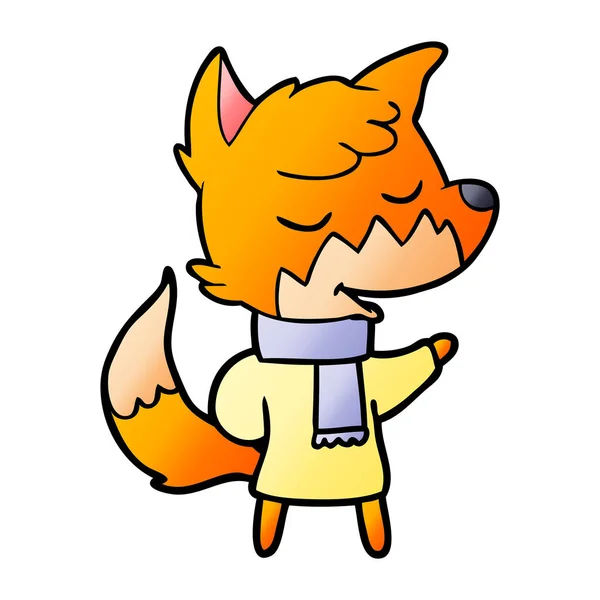 Vectorillustratie Van Vriendelijke Cartoon Fox — Stockvector