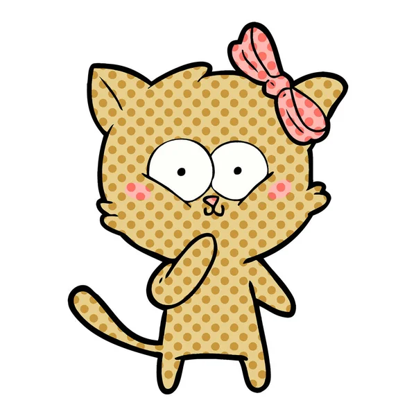 Vector Illustratie Van Cartoon Kat — Stockvector