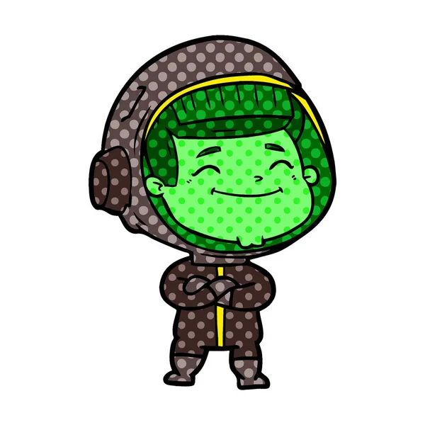 Vektorillustration Glad Cartoon Astronaut — Stock vektor