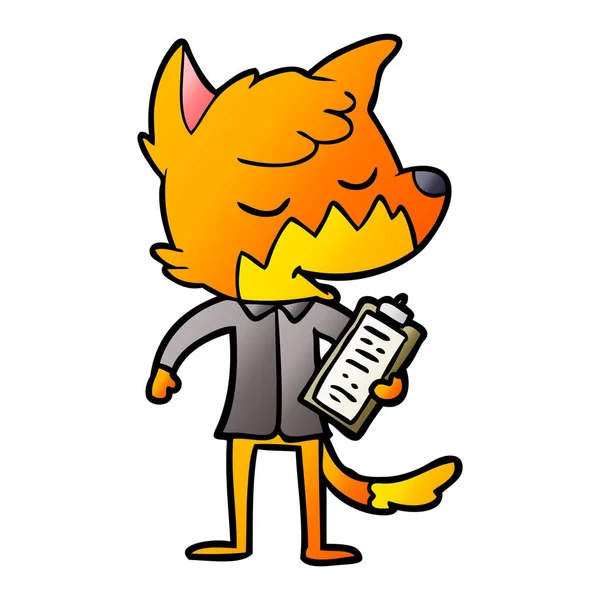 Vriendelijke Cartoon Fox Manager — Stockvector