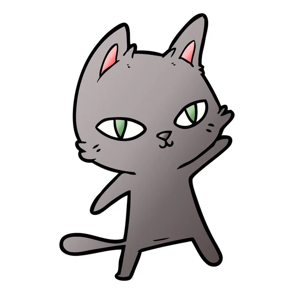 Vector Ilustración Dibujos Animados Gato Mirando — Vector de stock