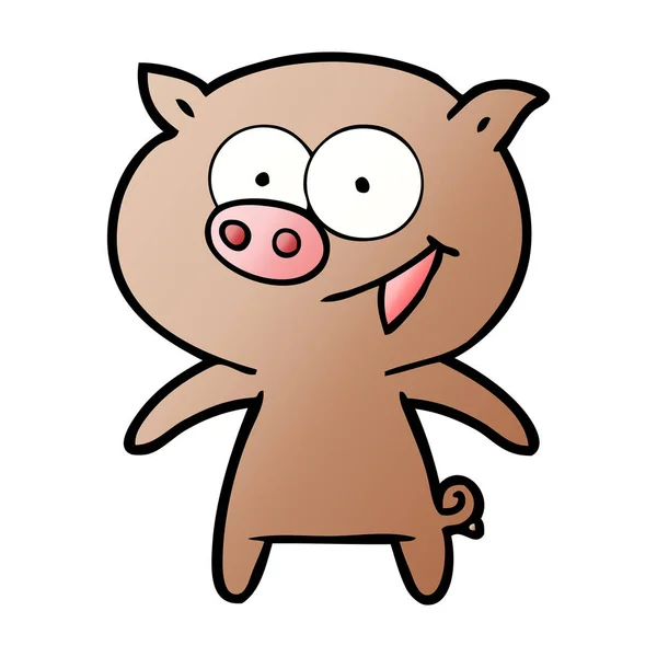 Vector Illustration Cheerful Pig Cartoon — Stock Vector