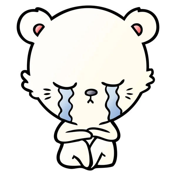 Illustrazione Vettoriale Piangere Cartone Animato Orso Polare — Vettoriale Stock