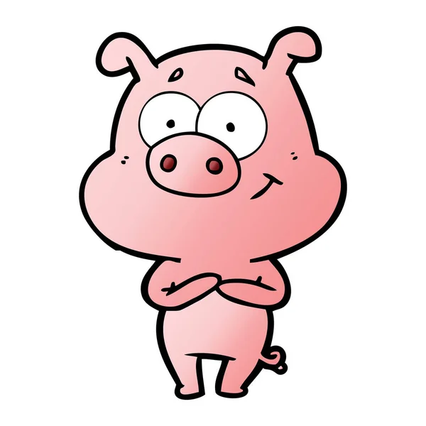Vector Ilustración Feliz Cerdo Dibujos Animados — Vector de stock